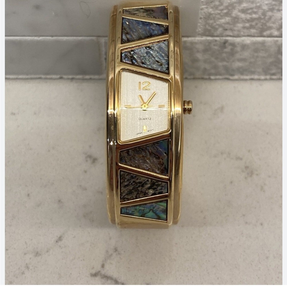 Gold and Abalone Quartz Watch